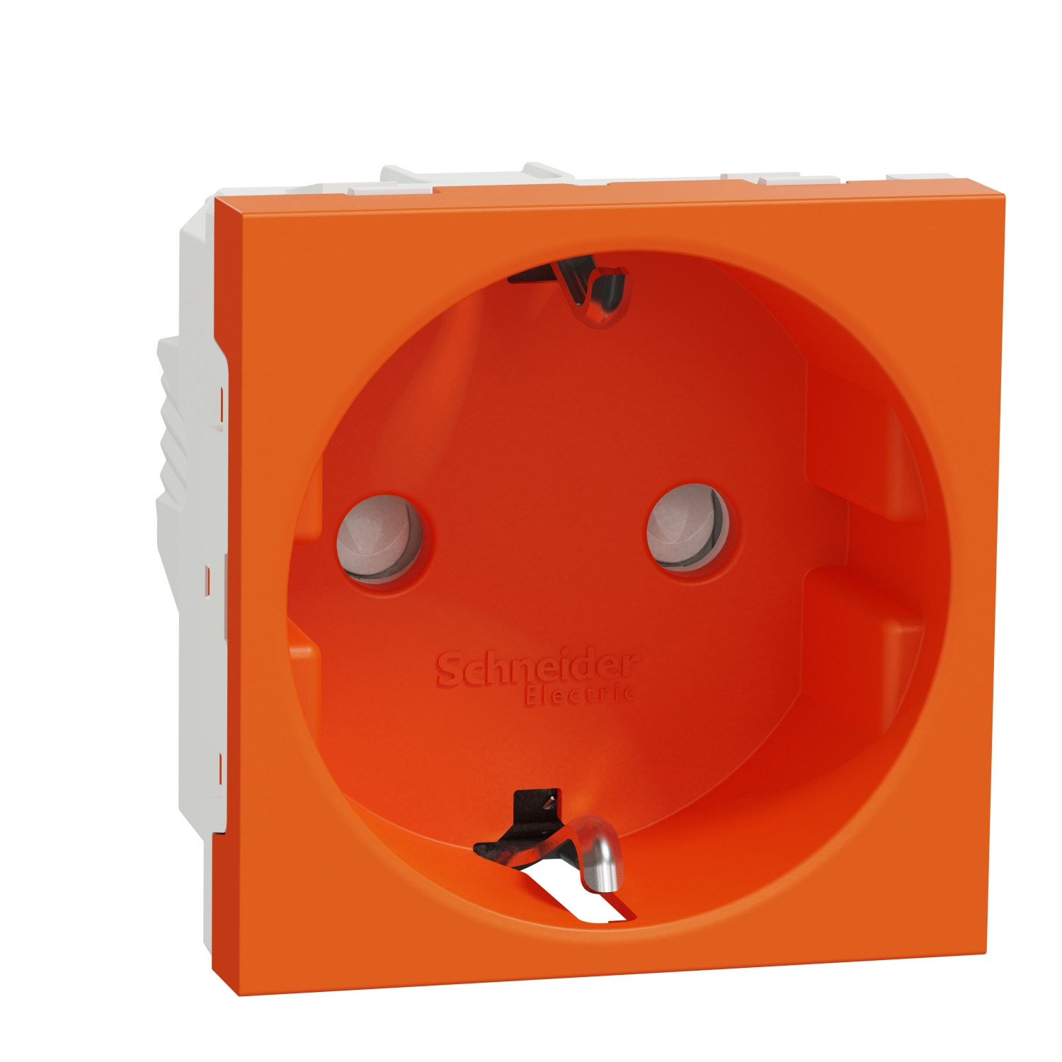 Контакт шуко с детска защита 2P+E, 16A, 2M, оранжев