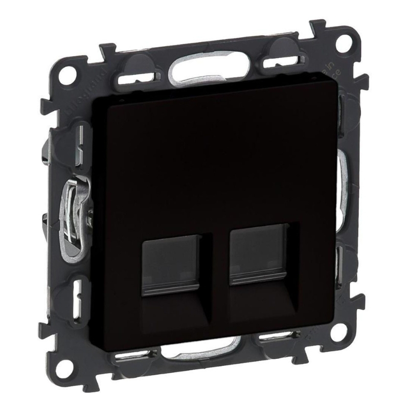 Розетка 2хRJ45 UTP кат.5е Черен мат